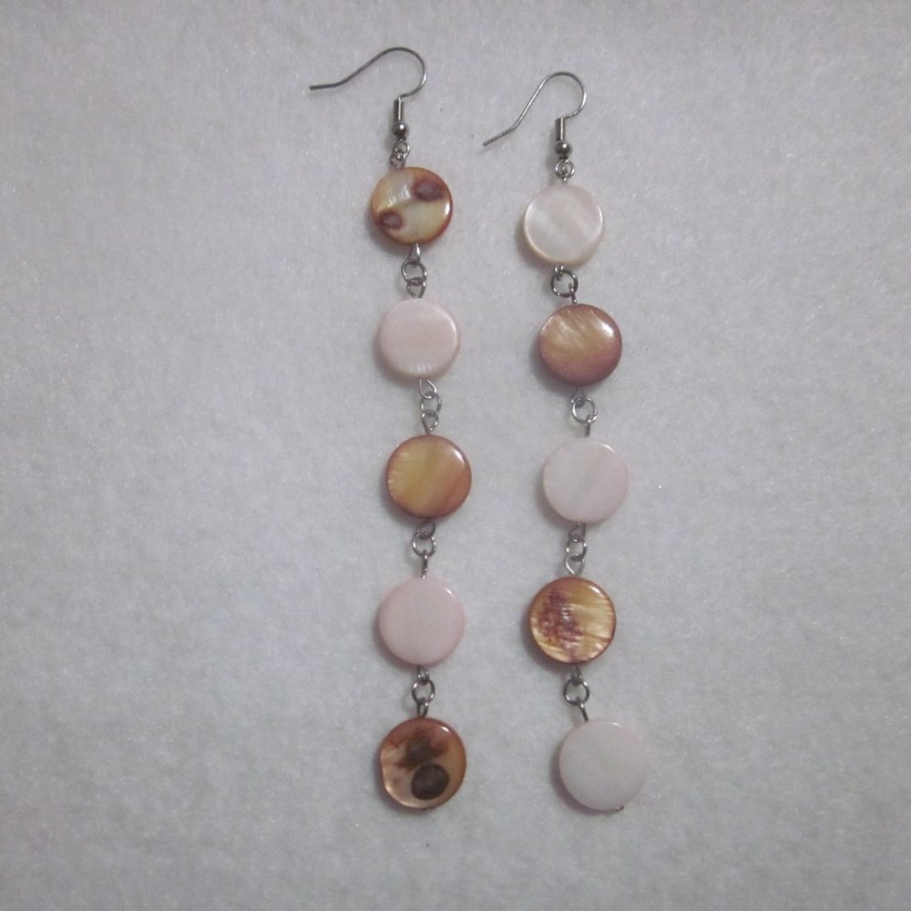 Brown & Light Pink Dangle Earrings.